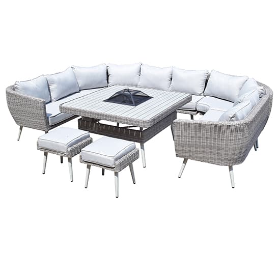 Deven U Shape 10 Seater Dining Sofa With Fire Pit In Fine Grey_5