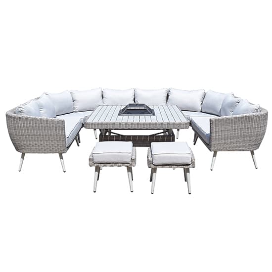 Deven U Shape 10 Seater Dining Sofa With Fire Pit In Fine Grey_6