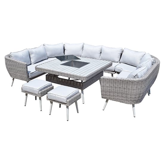 Deven U Shape 10 Seater Dining Sofa With Fire Pit In Fine Grey_7