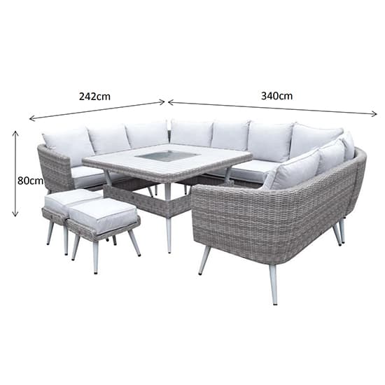 Deven U Shape 10 Seater Dining Sofa With Fire Pit In Fine Grey_8