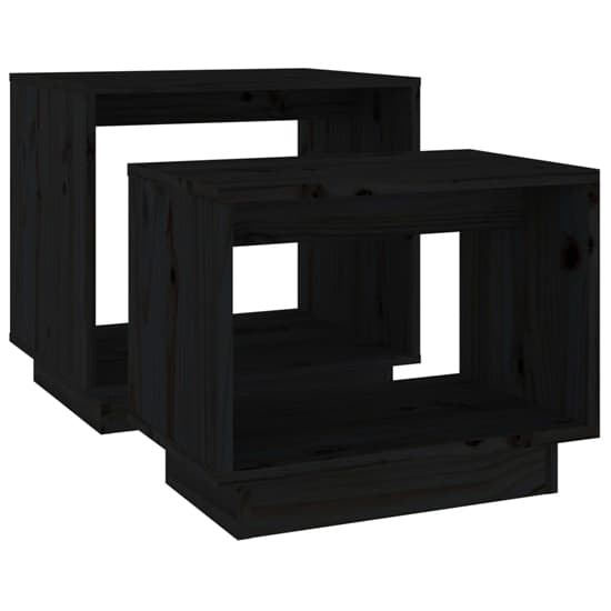 Devery Pine Wood Nest Of 2 Coffee Tables In Black_4