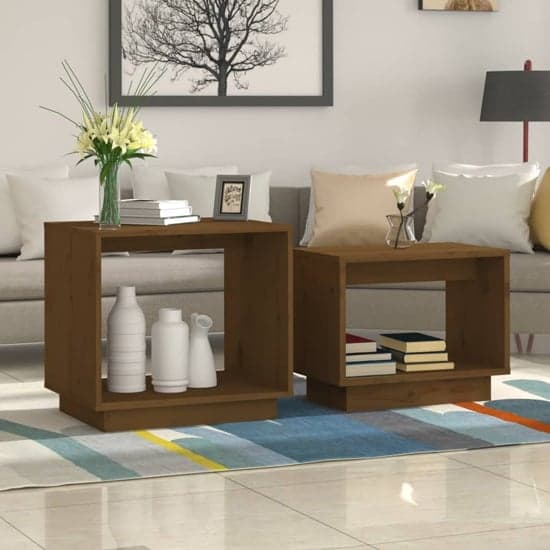 Devery Pine Wood Nest Of 2 Coffee Tables In Honey Brown_1