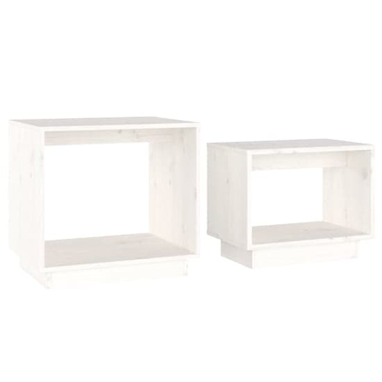 Devery Pine Wood Nest Of 2 Coffee Tables In White_2