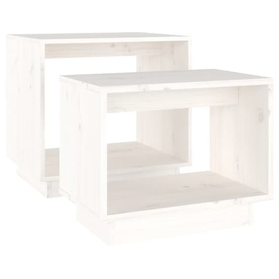 Devery Pine Wood Nest Of 2 Coffee Tables In White_4