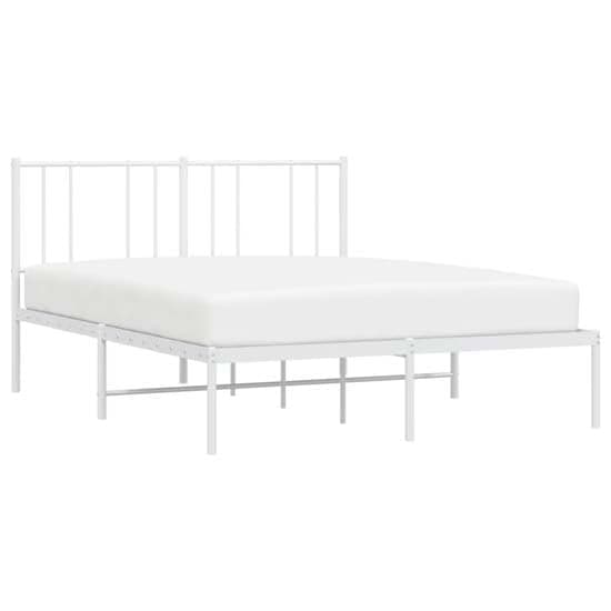 Devlin Metal Double Bed With Headboard In White_2