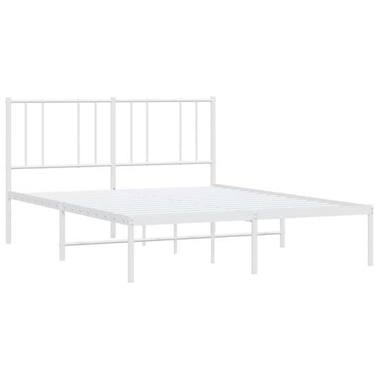 Devlin Metal Double Bed With Headboard In White_3