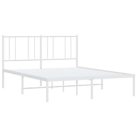 Devlin Metal Small Double Bed With Headboard In White_3