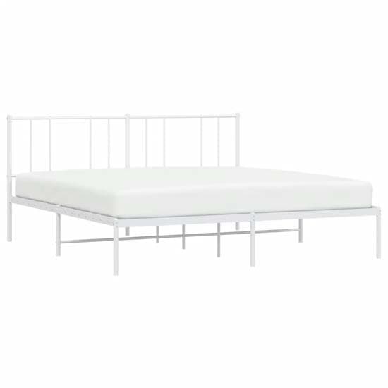 Devlin Metal Super King Size Bed With Headboard In White_2