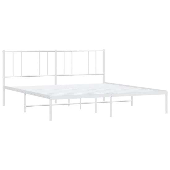 Devlin Metal Super King Size Bed With Headboard In White_3