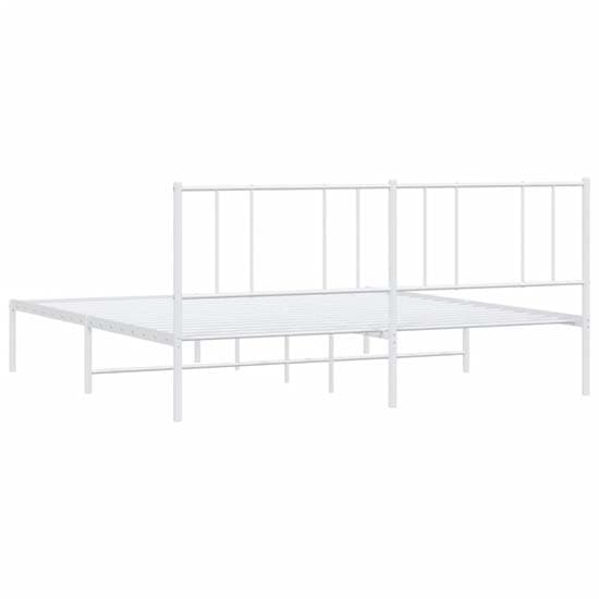 Devlin Metal Super King Size Bed With Headboard In White_6