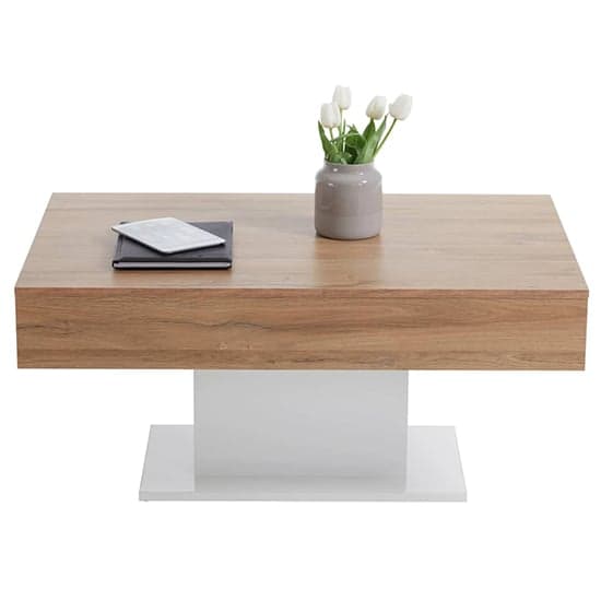 Dewei High Gloss Coffee Table In White And Antique Oak_2