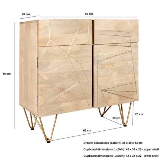 Dhort Medium Wooden Sideboard In Natural With 2 Doors_4