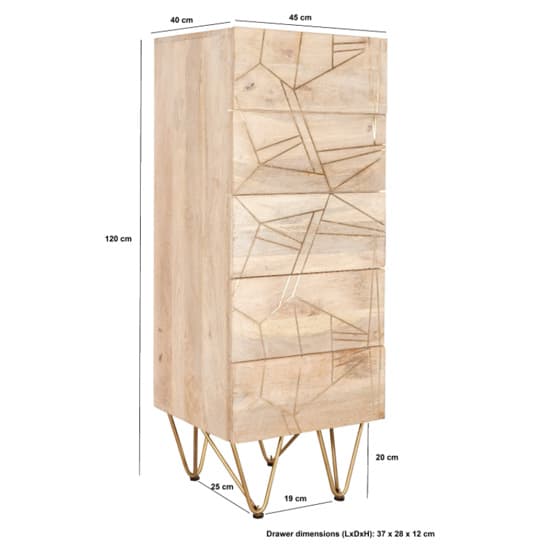 Dhort Wooden Chest Of Drawers In Natural With 5 Drawers_4