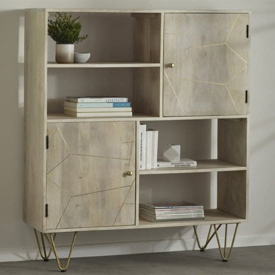 Dhort Wooden Display Cabinet In Natural With 2 Doors