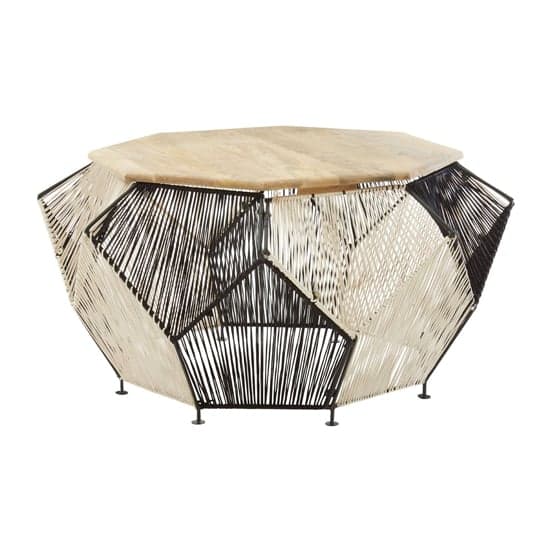 Diadem Octagonal Wooden Coffee Table With Black Metal Frame_2