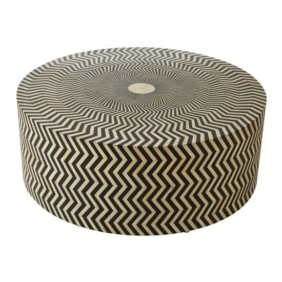 Diadem Round Wooden Coffee Table In Black And White_3