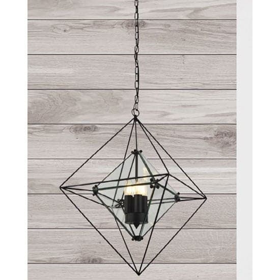 Diamond 3 Pendant Light In Black With Clear Glass_1