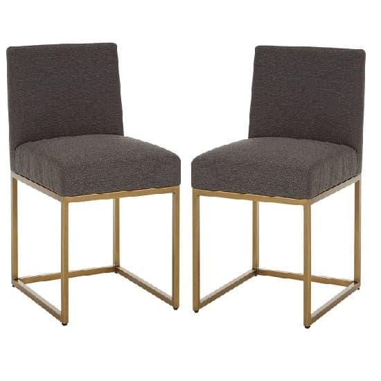 Chalawan Brass Base Dining Chair With Grey Top in Pair  _1