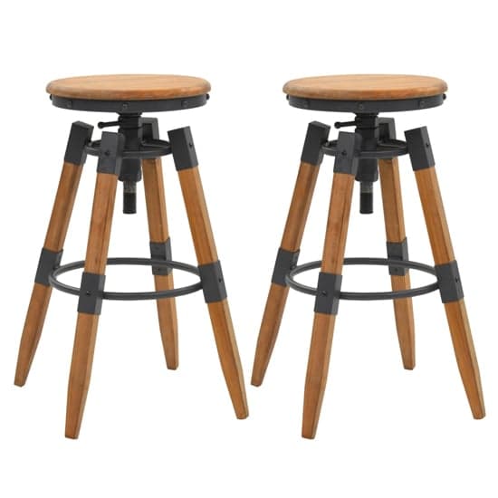 Dianna Outdoor Round Brown Wooden Bar Stools In A Pair_1