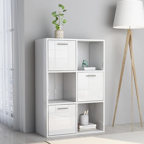 Diara High Gloss Storage 3 Doors 3 Shelves In White Furniture