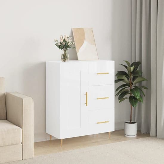 Didim High Gloss Sideboard With 1 Door 3 Drawers In White_1