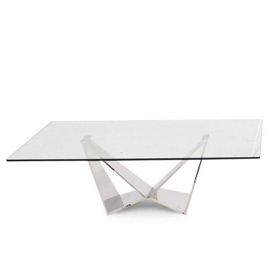 Feering Glass Coffee Table In Clear With Stainless Steel Base