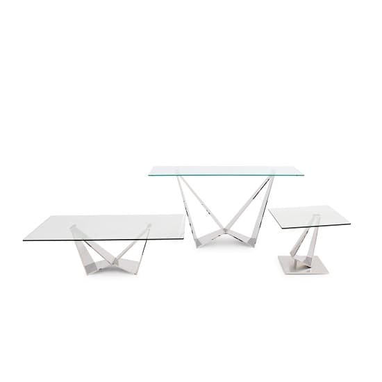 Feering Glass Coffee Table In Clear With Stainless Steel Base_2