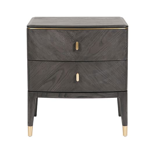 Dileta Wooden Bedside Cabinet With 2 Drawers In Brown_2