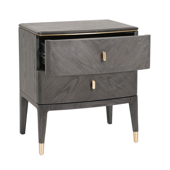 Dileta Wooden Bedside Cabinet With 2 Drawers In Brown_5