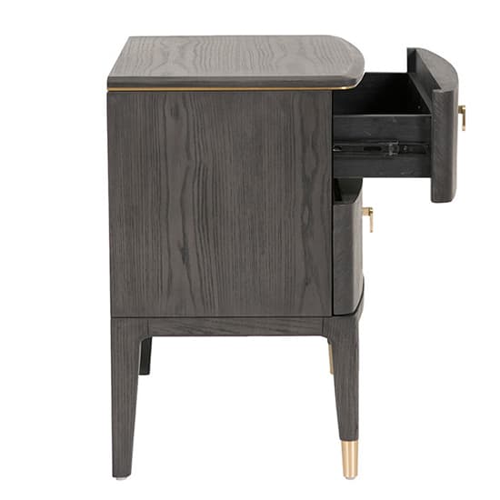 Dileta Wooden Bedside Cabinet With 2 Drawers In Brown_6