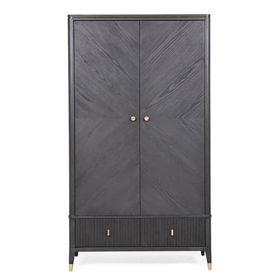 Dileta Wooden Wardrobe With 2 Doors And 2 Drawers In Ebony_2
