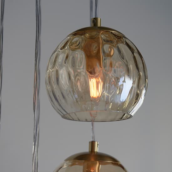 Dimple 5 Lights Dimpled Glass Shade Pendant Light In Champagne_5