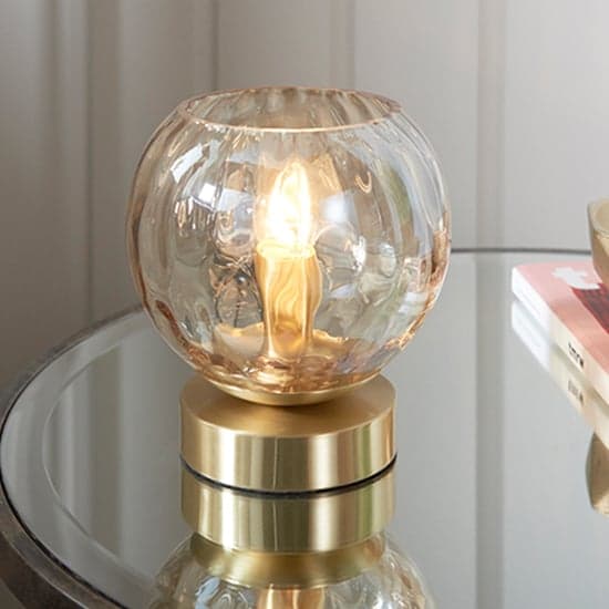 Dimple Champagne Glass Shade Table Lamp In Brushed Brass_1