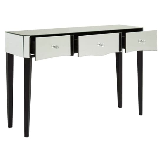 Dingolay Mirrored Glass Console Table With 3 Drawers In Silver_2