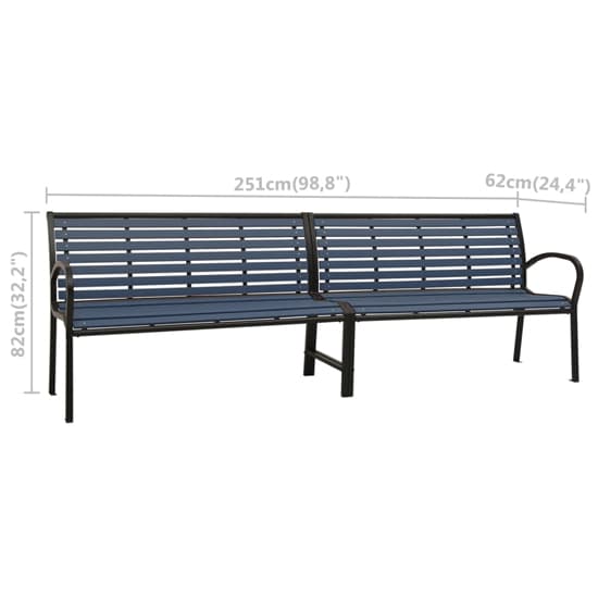 Dira Twin WPC Garden Seating Bench With Steel Frame In Black_7