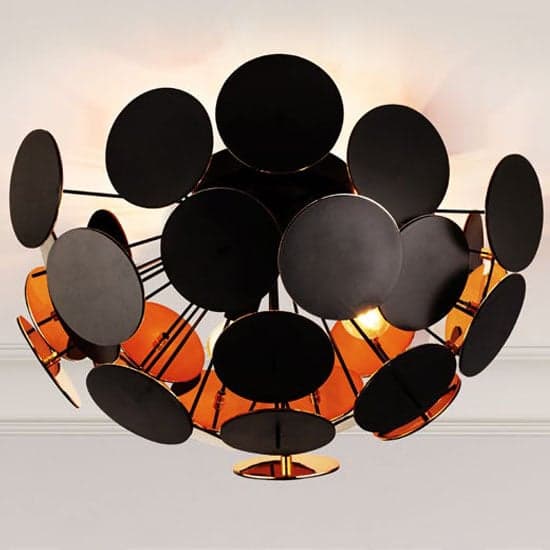 Discus Wall Hung 3 Ceiling Light In Black And Gold_1