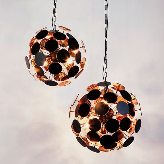 Discus Wall Hung 6 Pendant Light In Black And Gold_2