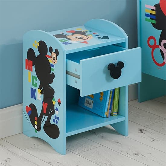 Disney Mickey Mouse Childrens Wooden Bedside Table In Blue_2