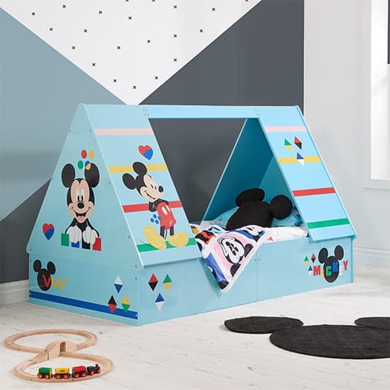 Disney Mickey Mouse Childrens Wooden Single Tent Bed In Blue_1