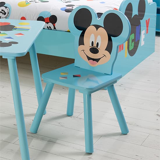 Disney Mickey Mouse Childrens Wooden Table And 2 Chairs In Blue_4