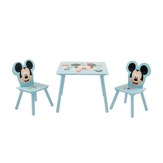 Disney Mickey Mouse Childrens Wooden Table And 2 Chairs In Blue_5