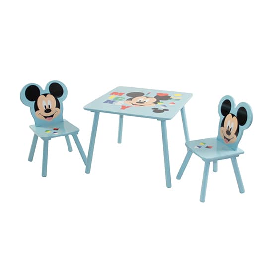 Disney Mickey Mouse Childrens Wooden Table And 2 Chairs In Blue_6