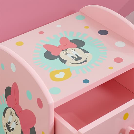 Disney Minnie Mouse Childrens Wooden Bedside Table In Pink_3