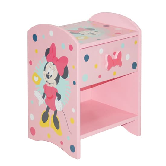 Disney Minnie Mouse Childrens Wooden Bedside Table In Pink_5