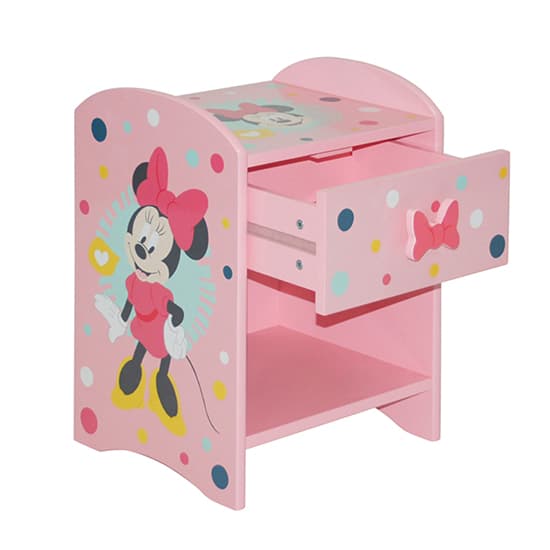 Disney Minnie Mouse Childrens Wooden Bedside Table In Pink_6