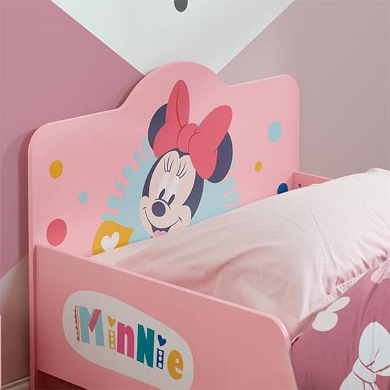 Disney Minnie Mouse Childrens Wooden Single Bed In Pink_2
