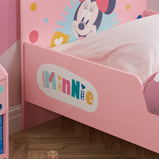 Disney Minnie Mouse Childrens Wooden Single Bed In Pink_3