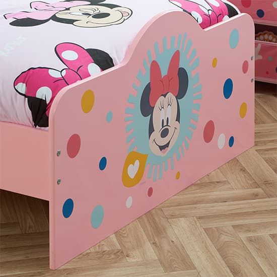 Disney Minnie Mouse Childrens Wooden Single Bed In Pink_4