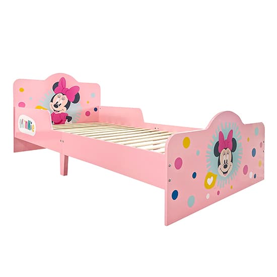 Disney Minnie Mouse Childrens Wooden Single Bed In Pink_5