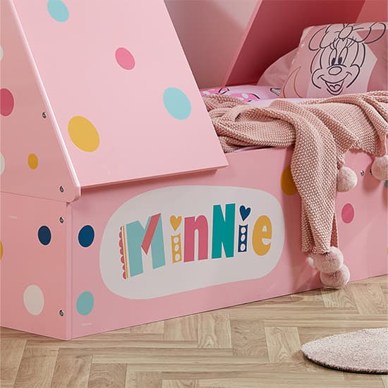 Disney Minnie Mouse Childrens Wooden Single Tent Bed In Pink_4